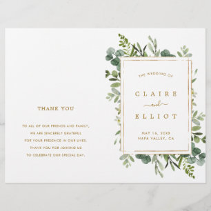 Programme de cérémonie de Mariage Botanical Gold G