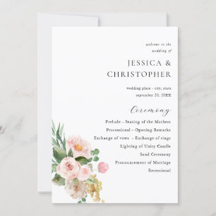 Programme de Cérémonie de Mariage champagne et ros