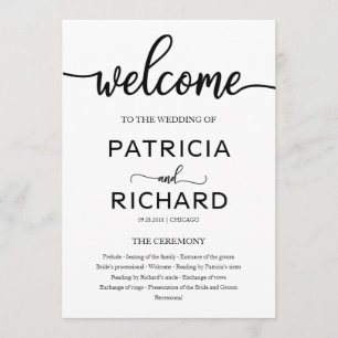 Programme de cérémonie de mariage chic