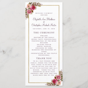 Programme de Cérémonie de Mariage Chic Aquarelle v