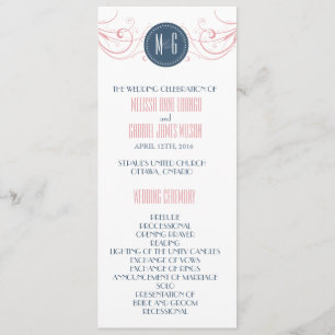 Programme de cérémonie de mariage d'art déco