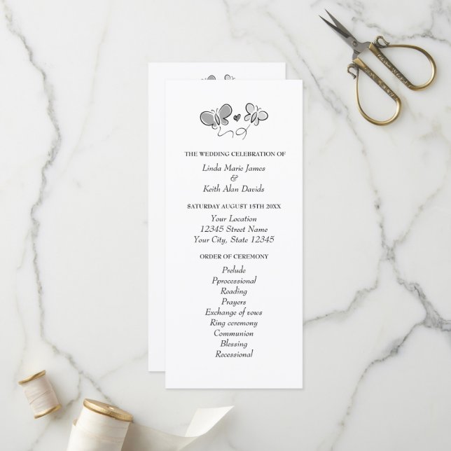 Programme de cérémonie de mariage de printemps à t (Devant/Arrière en situation)