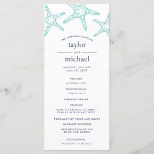 Programme de cérémonie de Mariage de Starfish Aqua