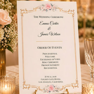 Programme de cérémonie de mariage Elegant Blush