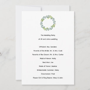 Programme de cérémonie de mariage eucalyptus botan
