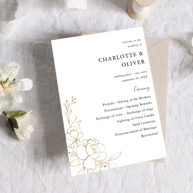 Programme de cérémonie de Mariage Floral Linal Gol (Créateur téléchargé)