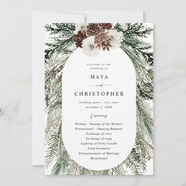 Programme de cérémonie de Mariage Floral & Pine 2  (Devant)
