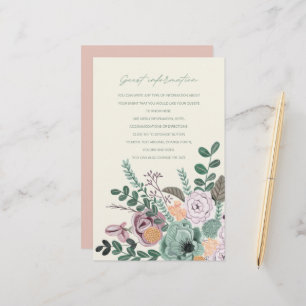 Programme de cérémonie de mariage floral rose poud