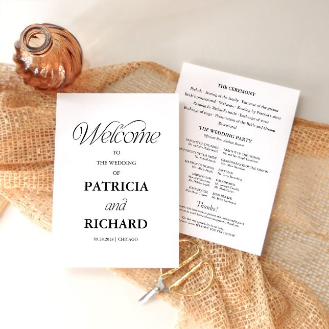 Programme de cérémonie de mariage minimaliste élég (Créateur téléchargé)