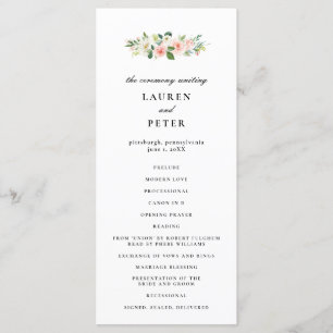 Programme de Cérémonie de Mariage rose pâle