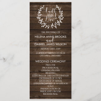 Programme de cérémonie de Mariage rustique