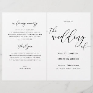 Programme de Cérémonie de Mariage Rustique moderne