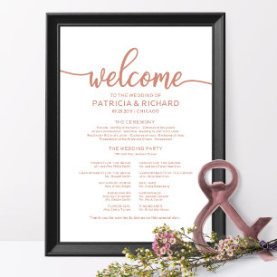 Programme de cérémonie de mariage tableau rose gol