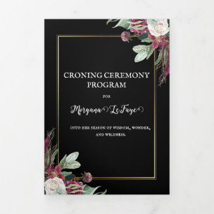 Programme de cérémonie de rondelle en fleur noire