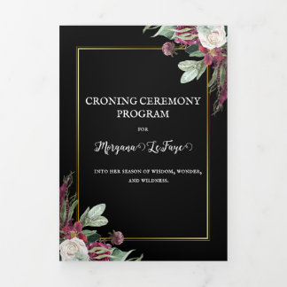 Programme de cérémonie de rondelle en fleur noire