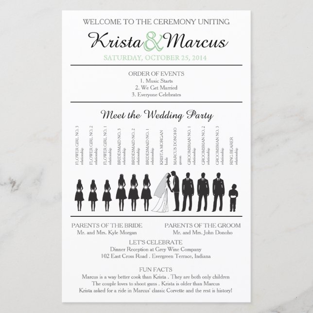 Programme de cérémonie de silhouettes simples (Devant)