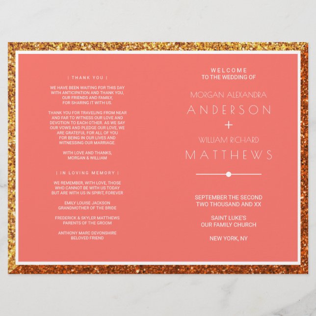 Programme de cérémonie des Mariages coralliens Élé (Devant)