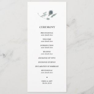 Programme de cérémonie des mariages de chardon ble