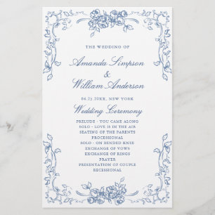 Programme de cérémonie des Mariages de la Dusty