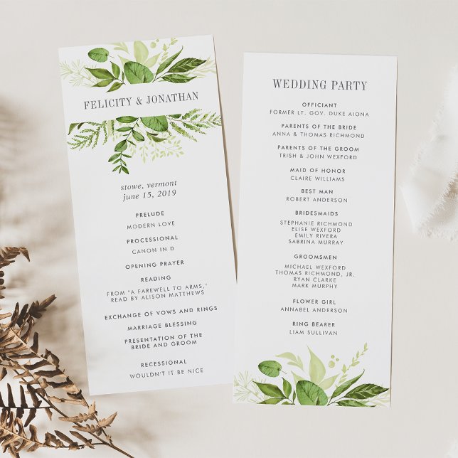 Programme de cérémonie des Mariages de Wild Meadow (Créateur téléchargé)