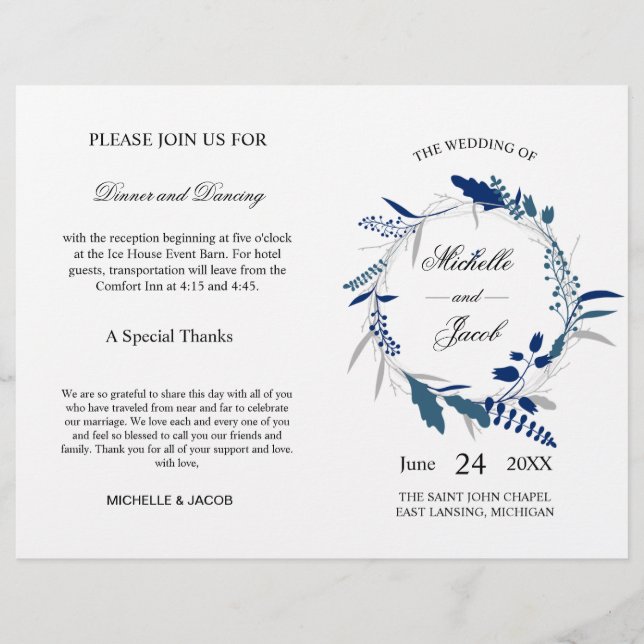 Programme de cérémonie des mariages | Eucalyptus b (Devant)