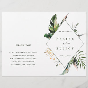 Programme de cérémonie des Mariages verts Feuille