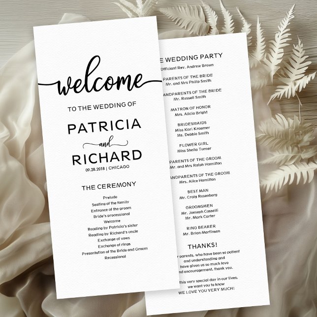 Programme de cérémonie d'ordre de service mariage (Créateur téléchargé)