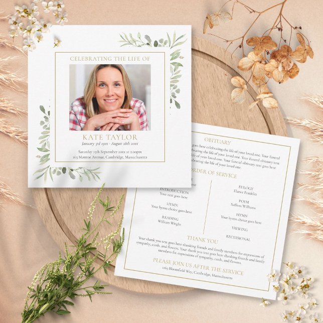 Programme de cérémonie funéraire à feuillage (Créateur téléchargé)