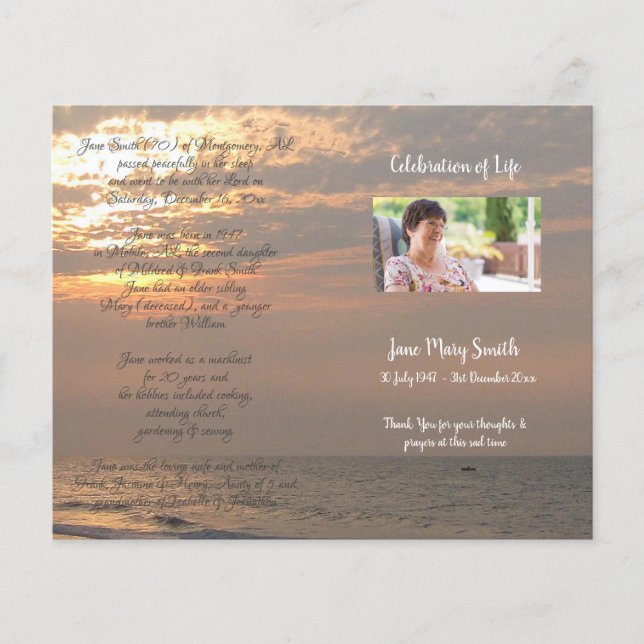 Programme de cérémonie funéraire commémorative ave (Devant)