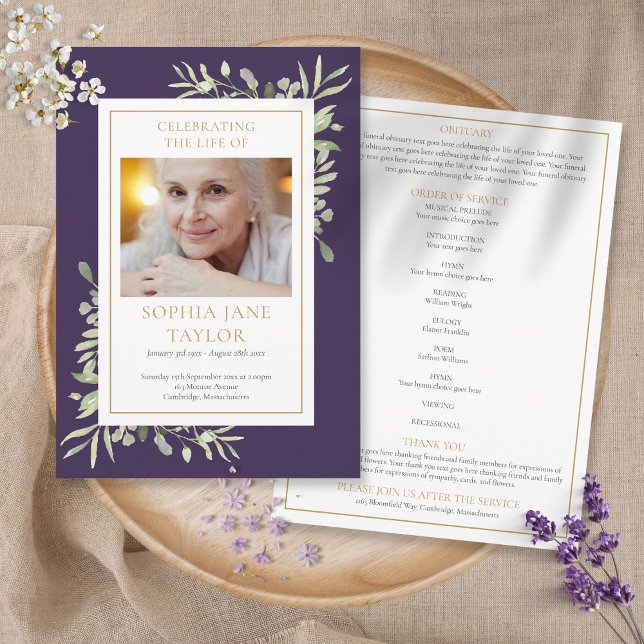 Programme de cérémonie funéraire de commémoration  (Créateur téléchargé)