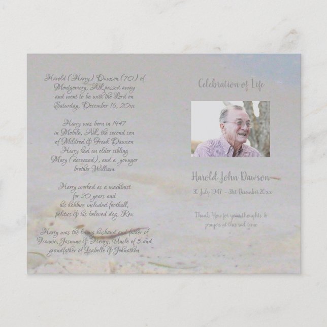 Programme de cérémonie funéraire mémorial photo (Devant)