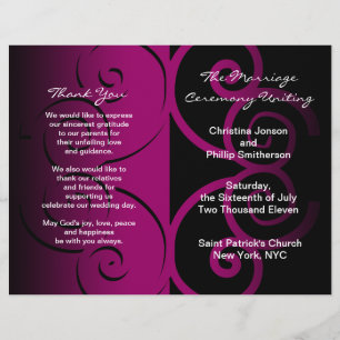 Programme de cérémonie mariage Courbe papillon ros