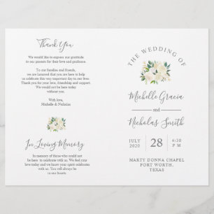 Programme de cérémonie mariage Crème Aquarelle Flo