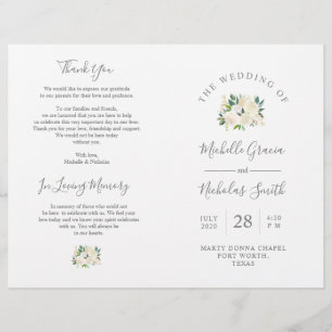 Programme de cérémonie mariage Crème Aquarelle Flo