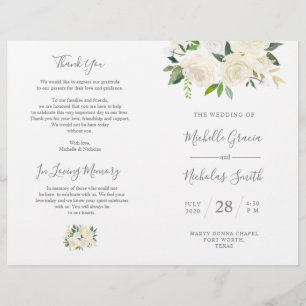 Programme de cérémonie mariage Crème Aquarelle Flo