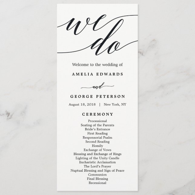 Programme de cérémonie Mariage de script moderne (Devant)