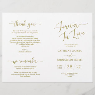 Programme de cérémonie mariage, Élégant Script Gol