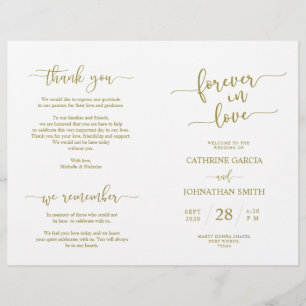 Programme de cérémonie mariage, Élégant Script Gol