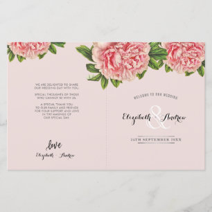 PROGRAMME DE CÉRÉMONIE mariage Fleur de pivoine à