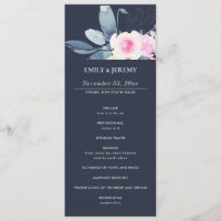 PROGRAMME DE CÉRÉMONIE MARIAGE FLORALE BLEU BLEU D