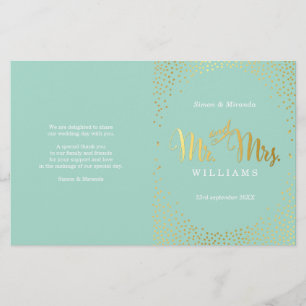PROGRAMME DE CÉRÉMONIE mariage mini confetti mint