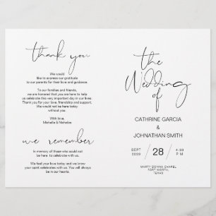 Programme de cérémonie mariage, minimaliste modern