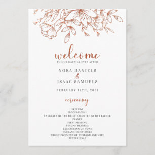 Programme de cérémonie Mariage rose Gold Greenery