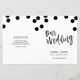 PROGRAMME DE CÉRÉMONIE mariage taches noires lettr
