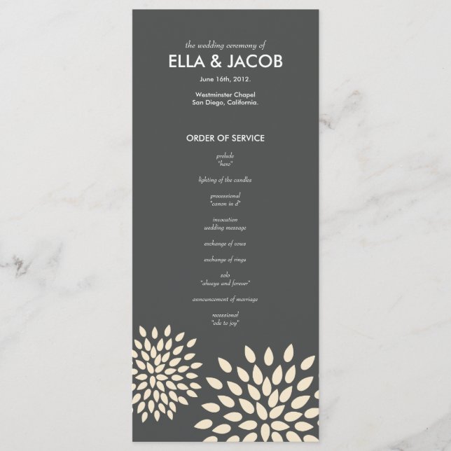 Programme de cérémonie // Pétales de poches // Van (Devant)