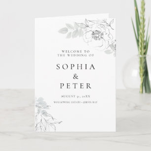 Programme de cérémonie pliée en feuillage botaniqu