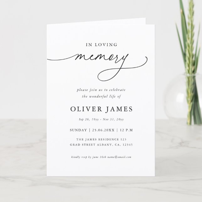 Programme de funérailles mémorial de calligraphie  (Devant)
