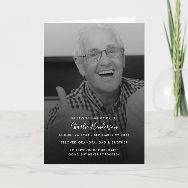 Programme de funérailles moderne en noir et blanc  (Devant)