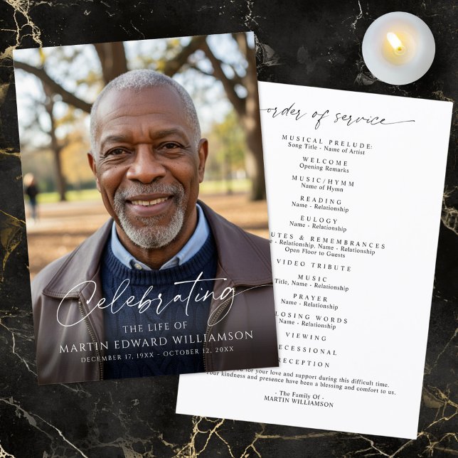 Programme de funérailles simple avec photo pour cé (Créateur téléchargé)