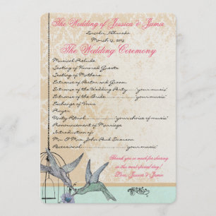Programme de mariage à cage à oiseaux vintage fant